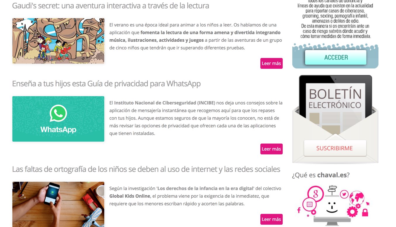 Desarrollo web y contenidos para el proyecto Chaval.es de Red.es